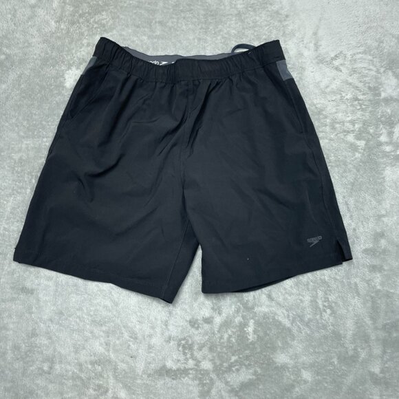 Speedo Mens Swim Shorts Black L Size Lightweight Drawstring Fit a1120 - Picture 1 of 5